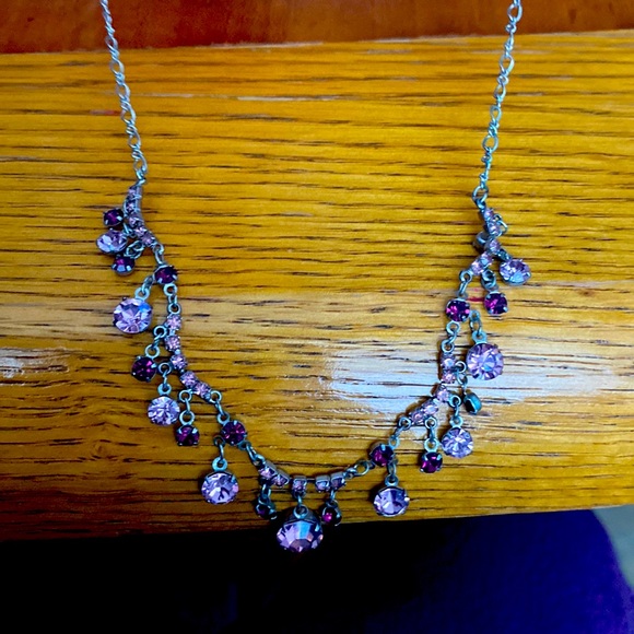 Pink and purple jewelled necklace - Picture 2 of 4